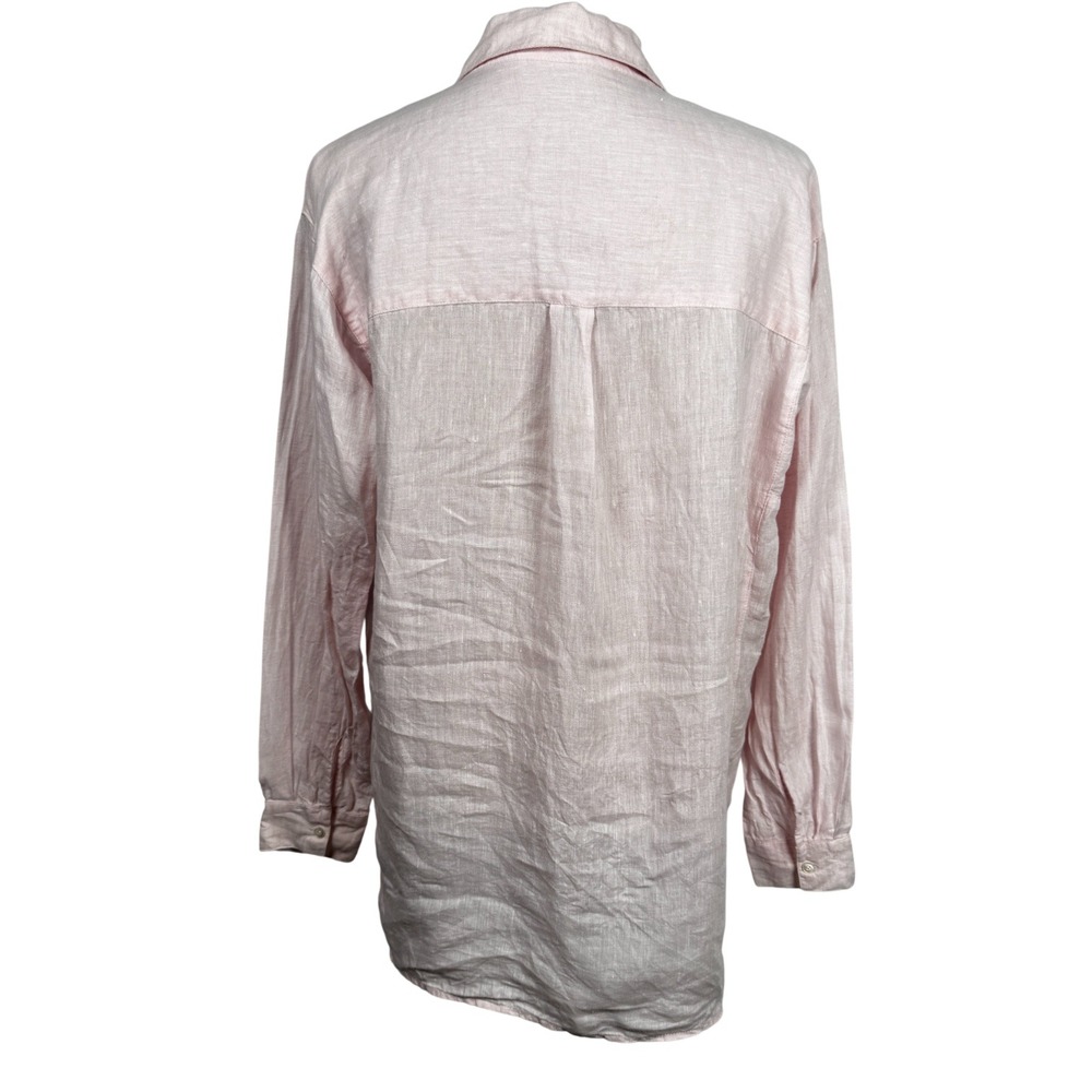 J McLaughlin Linen Shirt Womens Size S Popover Pink Long Sleeve Casual Top - Picture 8 of 15